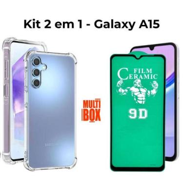 Imagem de Kit Capinha Transparente + Película Cerâmica para Samsung Galaxy A15 -