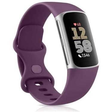 Imagem de Meliya Pulseiras esportivas de substituição para Fitbit Charge 6/Charge 5 (roxo, grande)
