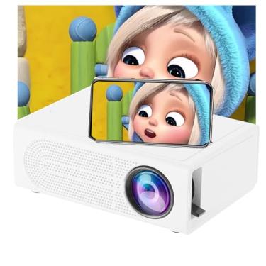 Imagem de Mini projetor portátil para iPhone – projetor de vídeo Adorezyp HD 1080p suporta projetor de filmes Pico para assistir desenhos animados, projetor de telefone compatível com USB para crianças (branco)