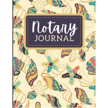 Imagem de Notary Journal: 8.5x11 Large Notarial Logbook/With 200 Numbered Pages - Two Record Logs Per Page / 400 Records/Colorful Pastel Sea-Shell - Ocean ... Pattern/Ledger Book Gift For Signing Agents