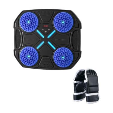 Imagem de Aymzbd Máquina de Boxe Musical Infantil, Parede de Boxe Musical, Alvo, Treinamento de Agilidade, Treinamento de Boxe Inteligente para Exercícios de Taekwondo, Azul com Luvas