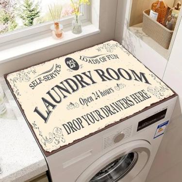 Imagem de Capas de lavadora e secadora para a parte superior, tapete protetor de secadora antiderrapante, 60 x 50 cm, capa de máquina de lavar à prova de poeira, capas superiores de lavadora e secadora para