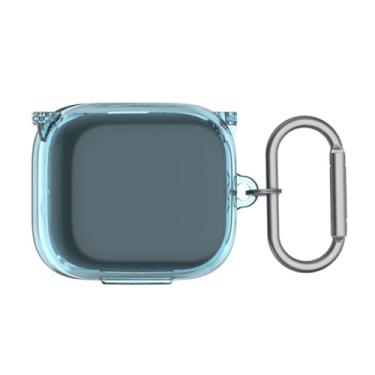 Imagem de [Bloqueio de atualização] Capa para Anker Soundcore P30i, capa protetora VAEKNVG com absorção de choque para acessórios Anker Soundcore P30i, capa rígida de TPU com mosquetão e cordão (azul claro)