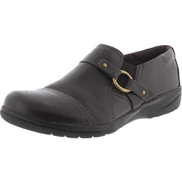 Imagem de Clarks Mocassim feminino Cora Poppy, Marrom escuro polido, 8.5 Narrow