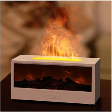 Imagem de Difusor portátil de aroma de chama, temporizador de 3 velocidades, umidificador interno com falta de água e proteção contra falha de energia, máquina de aromaterapia com chama 3D, umidificador