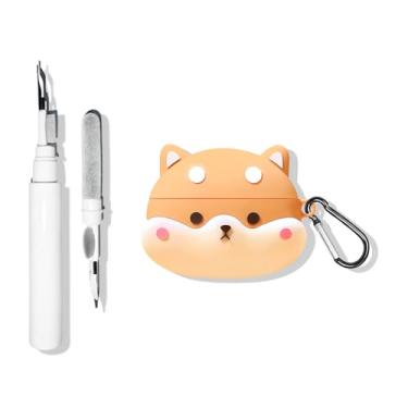 Imagem de SKPY Capa resistente à prova de choque com design de desenho animado Corgi fofo 3D compatível com JBL Vibe Beam/Vibe 200TWS silicone macio com ferramentas de limpeza de mosquetão para meninos e