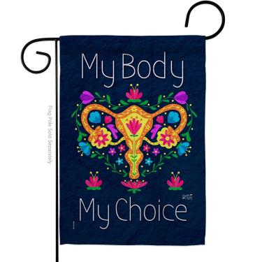 Imagem de Angeleno Heritage Bandeira de jardim My Body Choice apoio feminismo movimentos feministas sociais igualdade de gênero decoração de casa pequeno presente para quintal, feito nos EUA