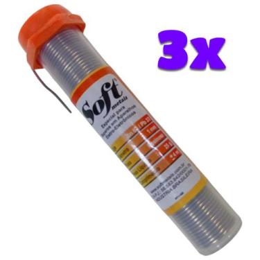 Imagem de Kit 3 Solda Estanho Tubete 63x37 Fio Eletrônica Smd Pci 1mm Soft