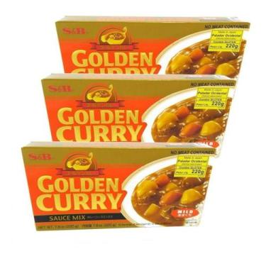 Imagem de Curry Golden S&B Amakuchi Suave 220g (Kit com 3)