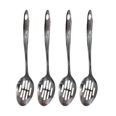 Imagem de Kit 4 Colher De Arroz Perfurada P/ Salada Arroz Carne Inox - RT
