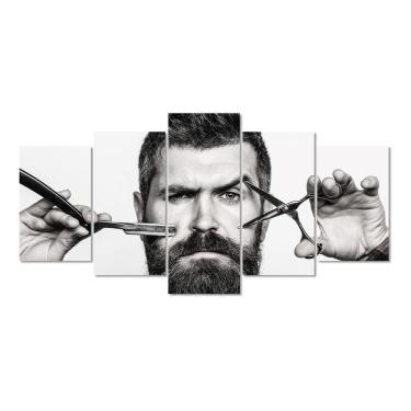 Imagem de Quadro Decorativo Barbeiro Kyme 5 Peças 115 x 60 cm