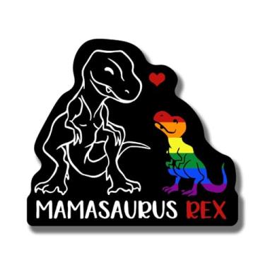Imagem de Mamasaurus Rex Magnet - LGBTQ Pride Ally Love Ímã de bandeira de arco-íris - Ímã de superfície de metal de geladeira de carro caminhão para-choque - 12 cm no lado mais longo - Feito nos EUA - AAMT0111