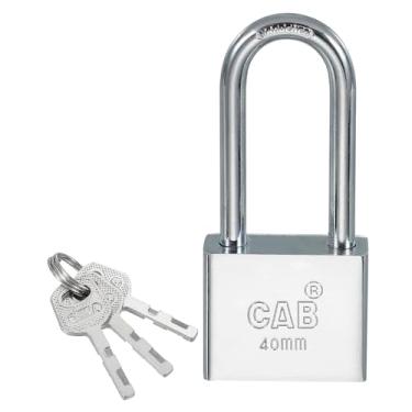 Imagem de PATIKIL Cadeado com chave de 40 mm (1-9/40.6 cm), fechaduras diferentes com chave de aço inoxidável, cadeados longos com chaves para portas internas e externas, prata
