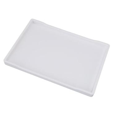 Imagem de Bandeja Retangular para Servir Bandeja Plástica Leve Fundo Antiderrapante Design Moderno, Ideal para Conjuntos de chá, Chaves, Bandeja de Frutas (WHITE)