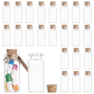 Imagem de Jarsoph Mini garrafas de vidro de 24 peças - frascos de vidro pequenos de 10 ml com rolhas de cortiça - Garrafas decorativas para frascos de feitiço, frascos de poção, mensagem em uma garrafa,
