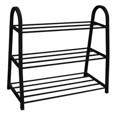 Imagem de Sapateira 9 Pares 3 Prateleiras Organizador Multiuso Tênis Sandálias (PRETO)