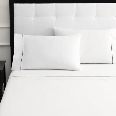 Imagem de kate spade new york Jogo de cama Dot Queen, 300 fios e 100% algodão, conjunto de cama de 4 peças para todas as estações, lavável na máquina, branco e preto