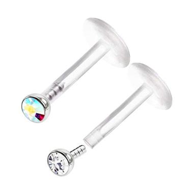 Imagem de Brincos de hélice de bola de cristal de 2 mm de 6 mm com 2 pinos de lábios de pressão bio-plástica da Marilyn Monroe, 2 peças, veja mais cores