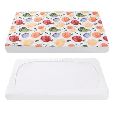 Imagem de TILLYOU Lençol Pack and Play – Capa de berço acolchoada macia, protetor de colchão infantil com bolso profundo de 2,5 a 7,5 cm, lençóis grossos de cercadinho de brincar, colchão de berço, 99 cm x 68,5