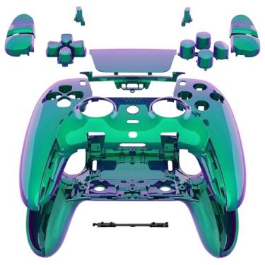 Imagem de eXtremeRate Full Set Shell with Buttons Touchpad Compatible with ps5 Edge Controller, Chameleon Green Purple Replacement Decorative Trim Shell Front Back Plates Compatible with ps5 Edge Controller