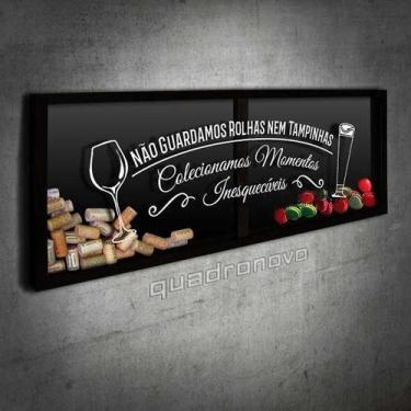 Imagem de Porta Rolhas e Tampinhas Panorâmico - Colecionamos momentos 2  - Quadr