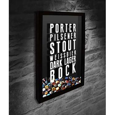 Imagem de Quadro Porta Tampinhas Tiipos de cerveja 4 - Quadro Novo, 37x52, Preto