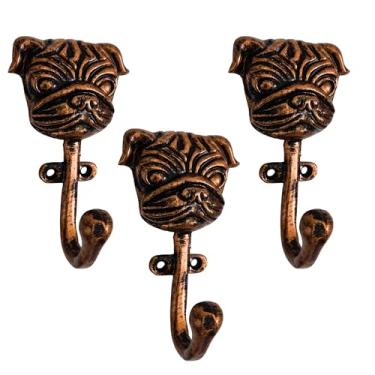 Imagem de AYZCORP Conjunto de 3 ganchos de ferro fundido em forma de cachorro para decoração de arte de parede - cabides e porta-chaves em forma de cachorro - cabide de roupas e mochila - ganchos para casaco,
