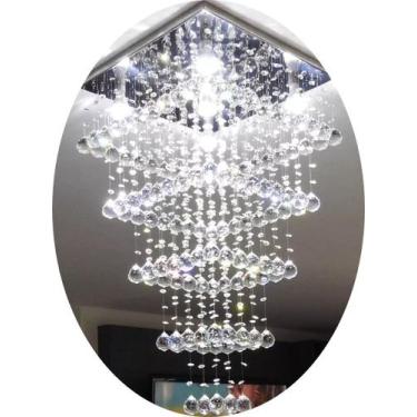 Imagem de Lustre Torre De Cristal  Para Vão De Escada e Pé Direito Duplo Com Bas