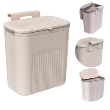 Imagem de Lixeira Suspensa Pantone Rose 9L Com Suporte Adesivo e Alça - Arqplast