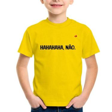Imagem de Camiseta Infantil Hahahaha, Não. - Foca na Moda, Amarelo, 2