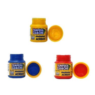 Imagem de Kit 3 Tinta Guache 15ml Cores Primárias - Acrilex