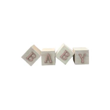 Imagem de Cubo Branco Letra Rosa Bebê Festa Chá de Bebê Decoração 8x8x8 Cm Mdf M