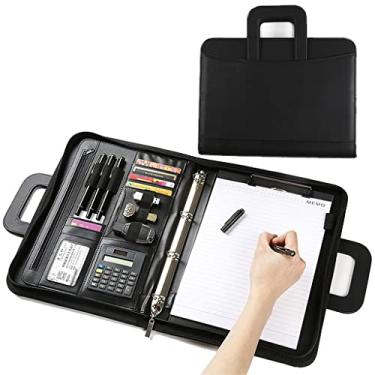 Imagem de Pasta de portfólio retrátil A4 Business couro PU pasta com zíper com calculadora organizador de notbook (cor: E) (D)