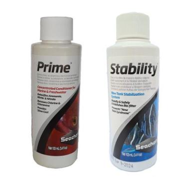 Imagem de Kit Condicionadores Seachem Prime 100ml + Stability 100ml