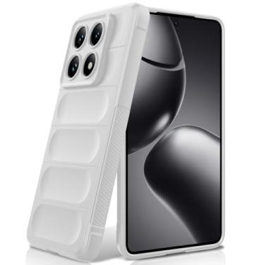 Imagem de BonYonka Capa de silicone para Xiaomi 14T Pro, forro de microfibra antiarranhões, capa à prova de choque com proteção para câmera, branca