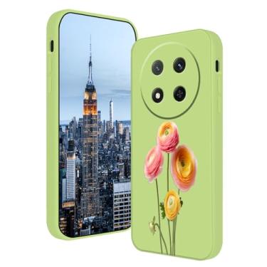 Imagem de Anlalish Capa de silicone compatível com Honor Magic 7 Lite, estampa floral ultrafina para mulheres, capa de telefone floral para Honor Magic 7 Lite antiarranhões (verde)