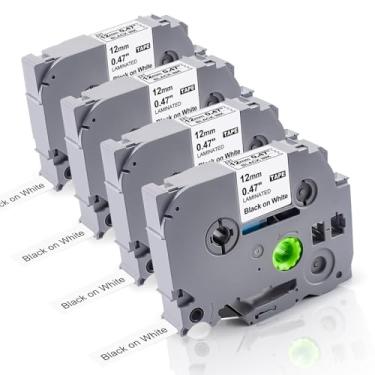 Imagem de Pacote com 4 fitas para etiquetar TZe-231 compatível com Brother P-Touch TZE231 TZ-231 TZe TZ 12 mm 0,47 fita de etiqueta branca laminada para PT-D210 PT-D220 PT-D200 PT-H110 PT-D400 PT-D600