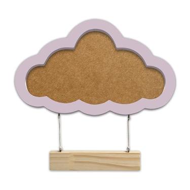 Imagem de Porta Maternidade Para Amigurumi Em Mdf Colorido Moldura Nuvem Com Plaquinha Cor:Rosa Chá;Tamanho:17,5x30,8 cm
