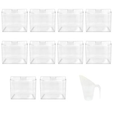 Imagem de Kit 10 Potes Acrílico Quadrado com Tampa 3,3l +Conchas 300ml - Ex Pote