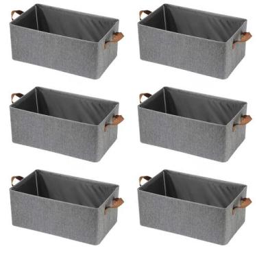 Imagem de Kit 6x Caixa Organizadora Cesto Dobrável Guarda Roupa Grande - Kadê