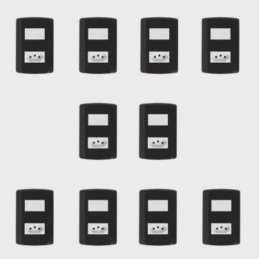 Imagem de Conjunto de 10 Interruptores de 1 Tecla Simples e Tomada 2p + t 20A, Modular, com Placa 4x2 e