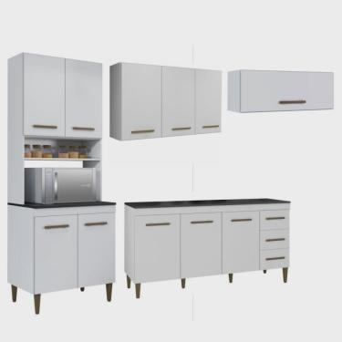 Imagem de Conjunto Paneleiro 4 Portas Balcão 3 Portas Aéreo 3 Portas e 1 Aéreo Basculante