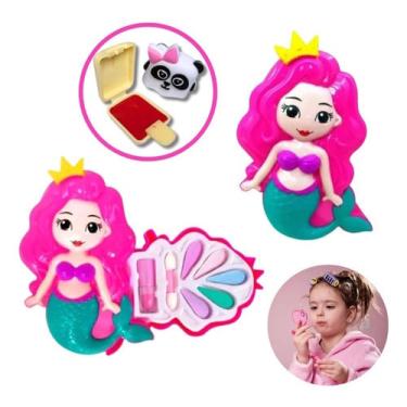 Imagem de Maquiagem Infantil Paleta Sombra + Brinde Batom Sereia Rosa
