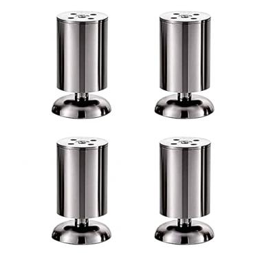 Imagem de Peças pernas ajustáveis para móveis, pernas ajustáveis para móveis, pernas ajustáveis de aço inoxidável para trabalho pesado pernas ajustáveis para mesa pés niveladores para móveis, prata - 15 cm