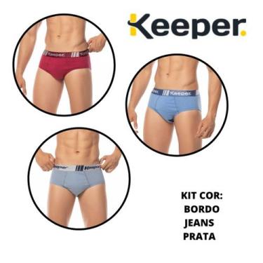 Imagem de Kit com 3 cuecas slip 100% algodão Keeper 17030