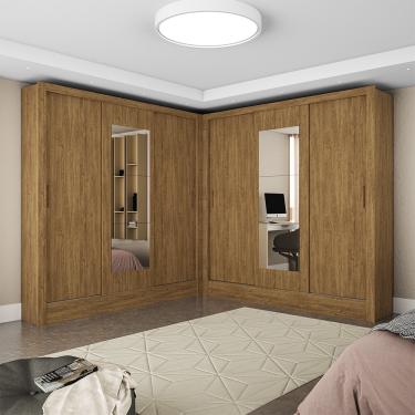 Imagem de Closet Casal Duplo Fortaleza 6 Portas Com Espelho 12 Prateleiras - Cinamomo