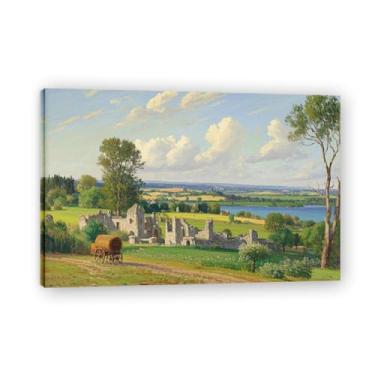 Imagem de Slow Road Cozy Town Impressão em tela paisagem de aldeia quente arte de parede para decoração de escritório em casa, galeria embrulhada 20 x 30 cm