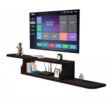 Imagem de Suporte De Tv Flutuante Wjx, Console De Mídia Com Prateleira De Armazenamento, Armário De Tv Montado Na Parede, Suportes De Televisão, Prateleira Montada Na Par, Black, 150x20x15cm
