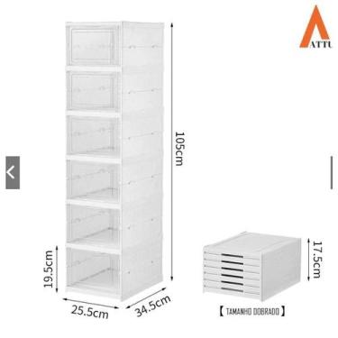 Imagem de Caixa de armazenamento de sapatos dobrável de 6 camadas, transparente,