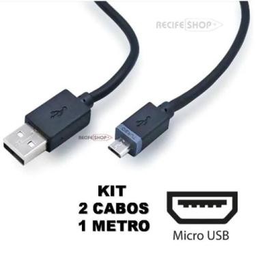 Imagem de Kit com 2 Cabos USB Tipo V8  Carregamento e Transferência de Dados Ráp